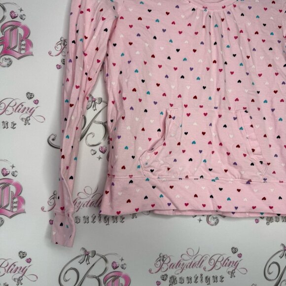 Gap heart print long sleeve pink purple red blue purple white hearts sweater - Picture 2 of 9